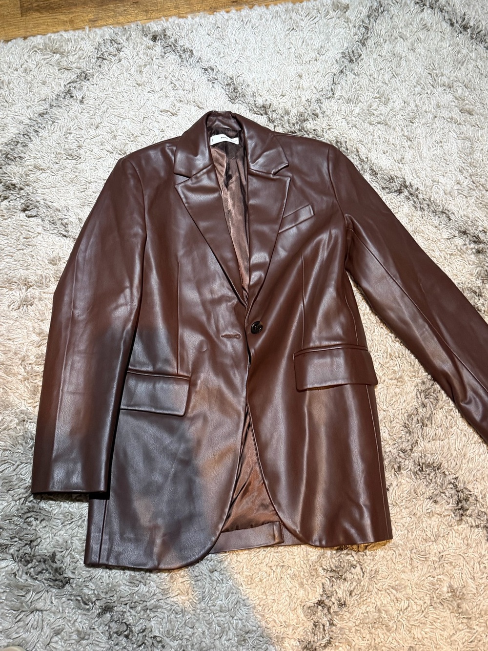 Mango faux leather blazer